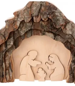 Crèche De Noël 13 Cm, Taillee Dans Une Ecorce De Bois, Motif Etable|Waldfabrik, photophore en bois et étoile sapin de Noël Online