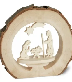 Crèche De Noël Dans Anneau D'Ecorce De Bois, 10 Cm|Waldfabrik, photophore en bois et étoile sapin de Noël Online
