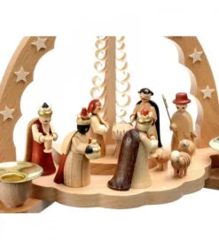 Crèche De Noël En Bois Avec Bougeoir 18 Cm|Richard Glasser, Pyramides de Noël allemandes Outlet