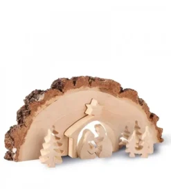 Crèche De Noël En Bois Cisele Dans Un Rondin De Bois, 30 Cm|Waldfabrik, photophore en bois et étoile sapin de Noël Outlet