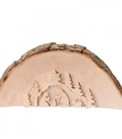 Crèche De Noël En Relief, Taillee Dans Un Rondin De Bois, 12 Cm|Waldfabrik, photophore en bois et étoile sapin de Noël Outlet