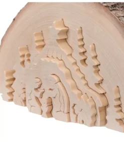 Crèche De Noël En Relief, Taillee Dans Un Rondin De Bois, 27 Cm|Waldfabrik, photophore en bois et étoile sapin de Noël Hot
