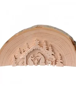 Crèche De Noël En Relief, Taillee Dans Un Rondin De Bois, 15 Cm|Waldfabrik, photophore en bois et étoile sapin de Noël Clearance