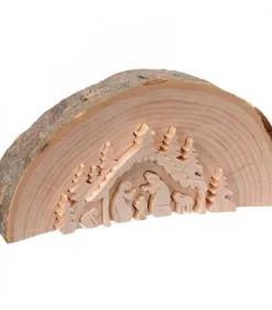 Crèche De Noël En Relief, Taillee Dans Un Rondin De Bois, 15 Cm|Waldfabrik, photophore en bois et étoile sapin de Noël Clearance