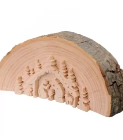Crèche De Noël En Relief, Taillee Dans Un Rondin De Bois, 15 Cm|Waldfabrik, photophore en bois et étoile sapin de Noël Clearance