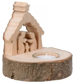 Crèche De Noël Sur Rondin De Bois Avec Bougeoir|Waldfabrik, photophore en bois et étoile sapin de Noël Online