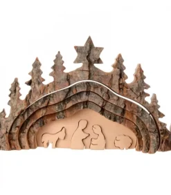 Crèche De Noël Taillee Dans Une Ecorce De Bois, Motif Grotte, 20 Cm|Waldfabrik, photophore en bois et étoile sapin de Noël