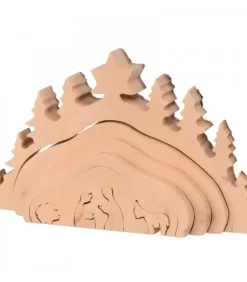 Crèche De Noël Taillee Dans Une Ecorce De Bois, Motif Grotte, 20 Cm|Waldfabrik, photophore en bois et étoile sapin de Noël