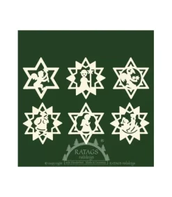Déco Sapin De Noël, Etoiles En Bois. 6 Motifs Differents - N° 9|Ratags, décos de Noël lumineuses en bois Discount