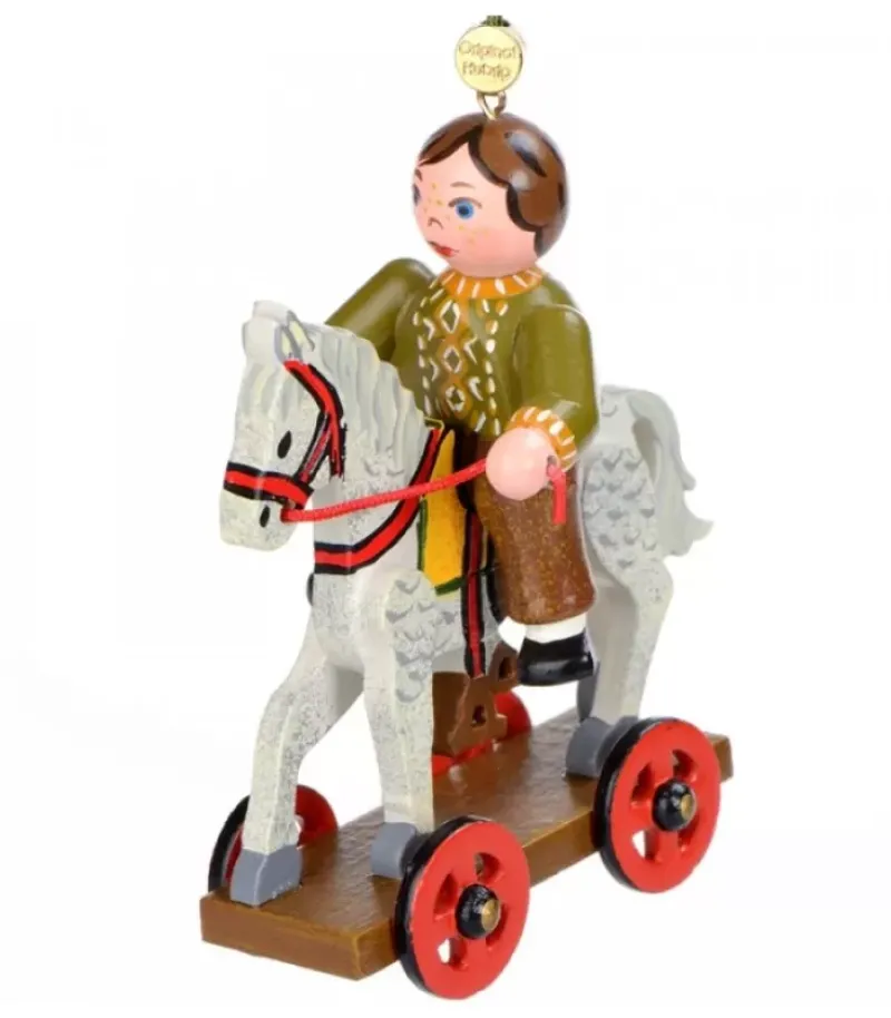 Décoration Sapin De Noël Vintage, Enfant Sur Un Cheval De Bois,|Hubrig, figurines pour enfant Discount