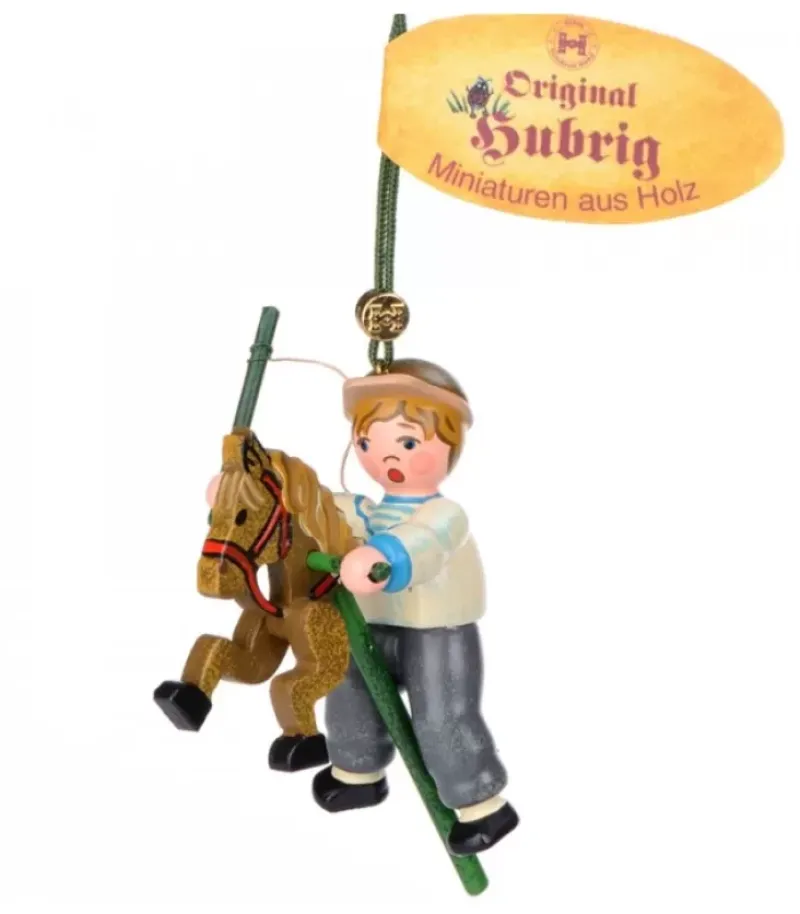 Décoration Sapin De Noël Vintage, Petit Garcon Sur Un Cheval En Bois|Hubrig, figurines pour enfant Hot