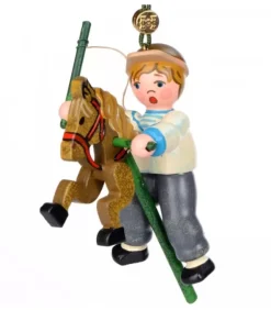 Décoration Sapin De Noël Vintage, Petit Garcon Sur Un Cheval En Bois|Hubrig, figurines pour enfant Hot