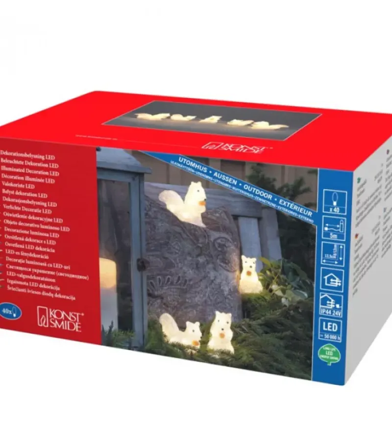 Ecureuils Lumineux 12 Cm En Acrylique, 40 Diodes Blanc Chaud|Konstsmide, guirlandes lumineuses de Noël Online