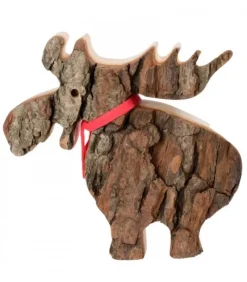 Elan En Bois Avec Noeud Rouge 14 Cm|Waldfabrik, photophore en bois et étoile sapin de Noël Best