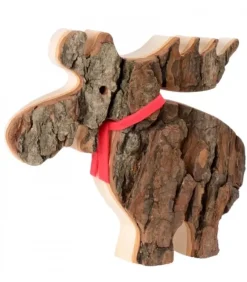 Elan En Bois Avec Noeud Rouge 14 Cm|Waldfabrik, photophore en bois et étoile sapin de Noël Best