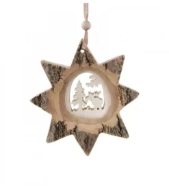 Etoile En Bois, Motif Cisele Elan, 10 Cm|Waldfabrik, photophore en bois et étoile sapin de Noël New