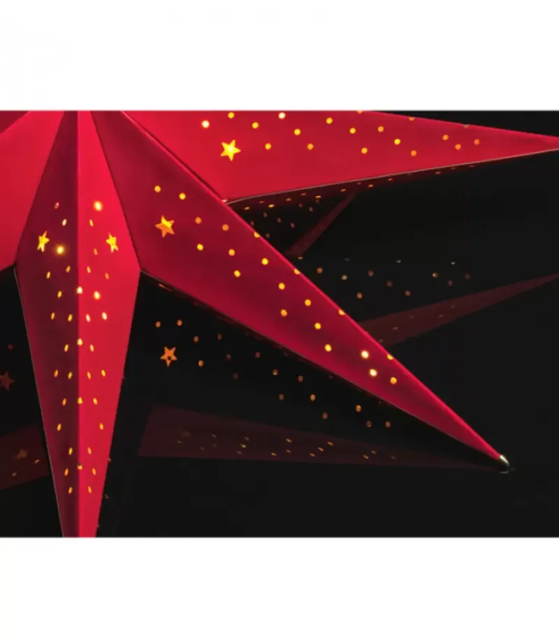 Etoile Lumineuse 7 Branches En Papier Velours Rouge A Suspendre, 60 Cm|Konstsmide, guirlandes lumineuses de Noël Clearance