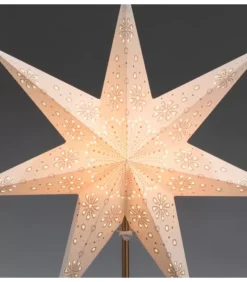 Etoile Lumineuse Electrique 7 Branches En Papier, Blanche, Sur Pied Laiton, 48 Cm|Konstsmide, guirlandes lumineuses de Noël Discount