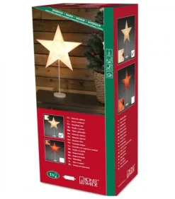 Etoile Lumineuse Electrique 5 Branches En Papier, Blanche, Sur Pied Blanc, 46 Cm|Konstsmide, guirlandes lumineuses de Noël Hot