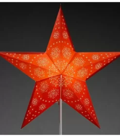 Etoile Lumineuse Electrique 5 Branches En Papier, Rouge, Sur Pied Blanc, 46 Cm|Konstsmide, guirlandes lumineuses de Noël Clearance
