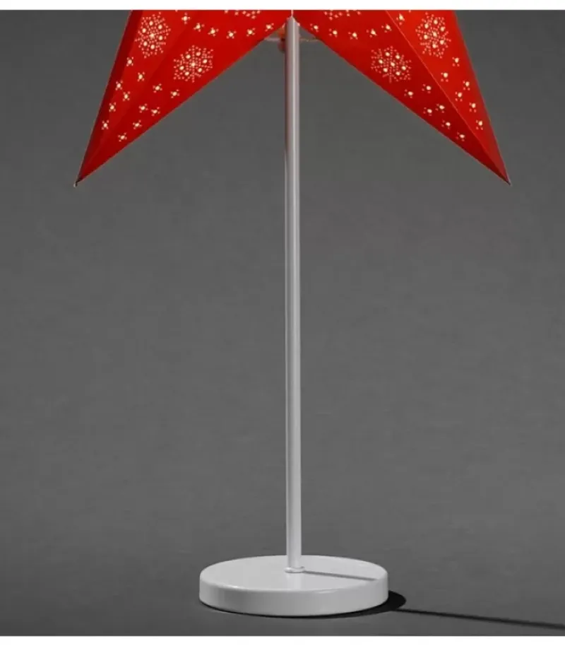 Etoile Lumineuse Electrique 5 Branches En Papier, Rouge, Sur Pied Blanc, 46 Cm|Konstsmide, guirlandes lumineuses de Noël Clearance