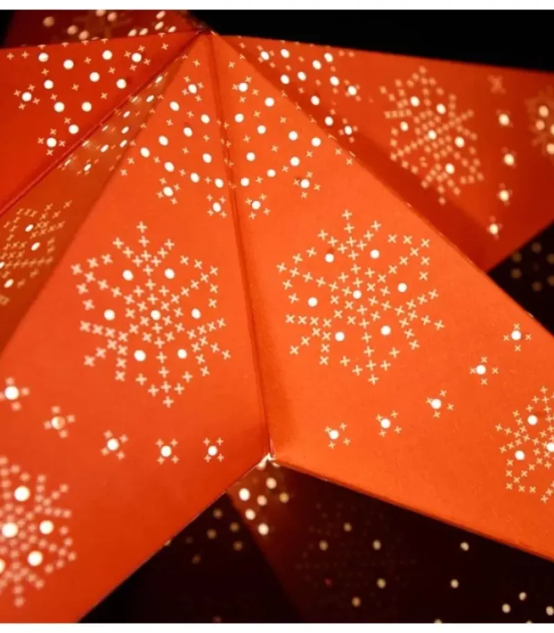 Etoile Lumineuse Electrique 5 Branches En Papier, Rouge, Sur Pied Blanc, 46 Cm|Konstsmide, guirlandes lumineuses de Noël Clearance