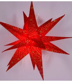 Etoile Lumineuse Rouge En Papier 3D, A Suspendre, 45 Cm|Riffelmacher et Weinberger Hot