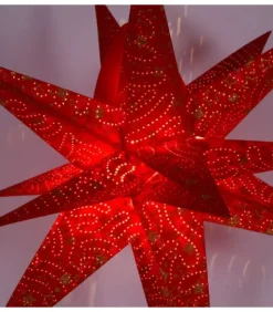 Etoile Lumineuse Rouge En Papier 3D, A Suspendre, 45 Cm|Riffelmacher et Weinberger Hot