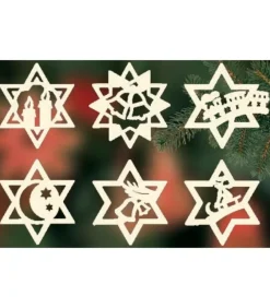 Etoiles En Bois, Déco Sapin De Noël, 6 Motifs Differents - N° 11|Ratags, décos de Noël lumineuses en bois Sale
