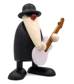 Figurine Musicien Jazz, Guitariste Avec Guitare Blanche|Köhler, Père Noël en bois New