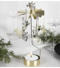 Grand Carrousel De Noël Anges Dores Volants, 28 Cm|Pluto Produkter, déco de Noël Scandinave