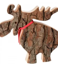 Grand Elan En Bois Avec Noeud Rouge 18 Cm|Waldfabrik, photophore en bois et étoile sapin de Noël Online