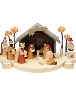 Grande Crèche De Noël En Bois Avec Personnages|Richard Glasser, Pyramides de Noël allemandes Sale