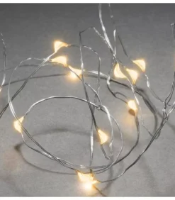 Guirlande Led A Pile, 20 Diodes Ambrees, Fil Argente|Konstsmide, guirlandes lumineuses de Noël Clearance