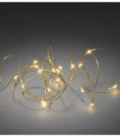 Guirlande Led A Pile, 20 Diodes Ambrees, Fil Laiton|Konstsmide, guirlandes lumineuses de Noël