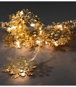 Guirlande Lumineuse Décorative A Led, Flocons De Neige Metalliques Dores|Konstsmide, guirlandes lumineuses de Noël