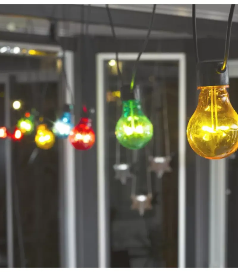 Guirlande Lumineuse De Terrasse 10 M Extensible, 10 Ampoules Multicolores|Konstsmide, guirlandes lumineuses de Noël New