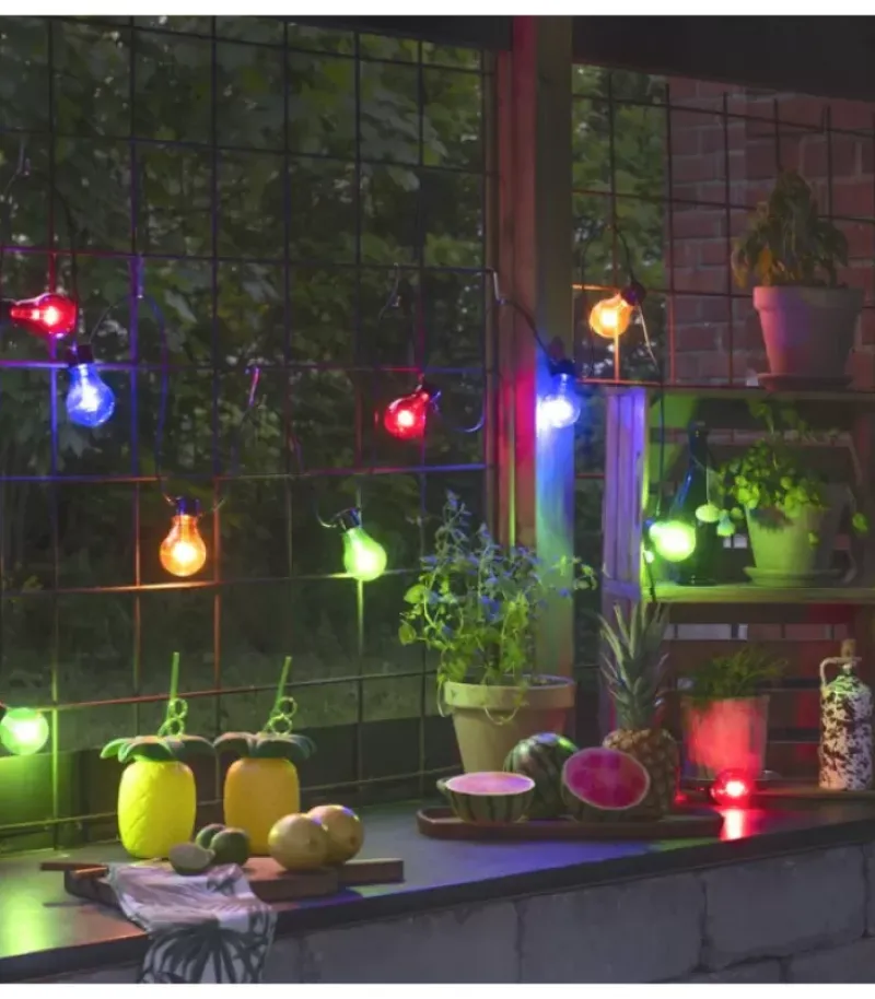 Guirlande Lumineuse De Terrasse 10 M Extensible, 10 Ampoules Multicolores|Konstsmide, guirlandes lumineuses de Noël New