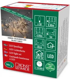 Guirlande Lumineuse Led Effet Gouttes, 50 Diodes Ambrees, Fil Noir|Konstsmide, guirlandes lumineuses de Noël Hot
