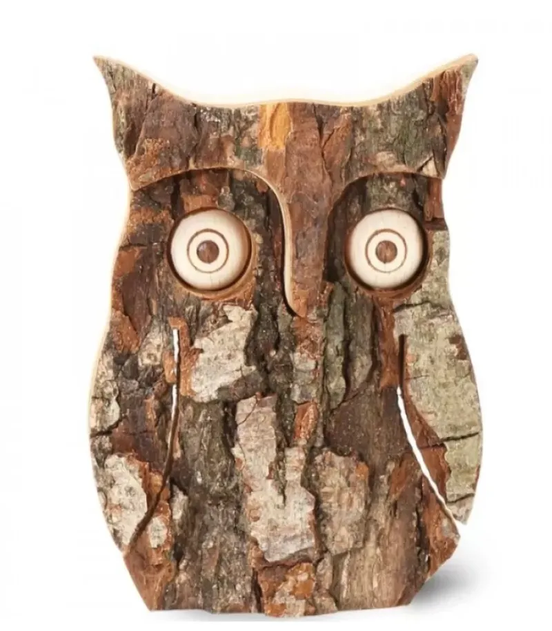 Hibou En Bois D'Ecorce, 10 Cm|Waldfabrik, photophore en bois et étoile sapin de Noël Hot