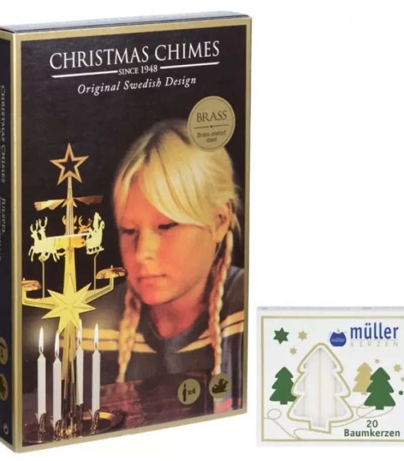 Kit Carillon Père Noël Dore + Bougies|Angel Chimes, carillon des anges Outlet