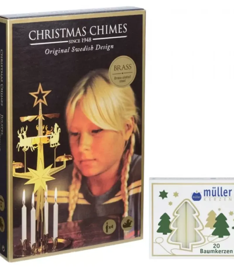Kit Carillon Père Noël Dore + Bougies|Angel Chimes, carillon des anges Outlet