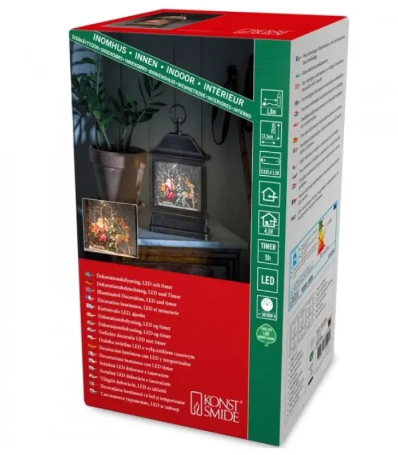 Lanterne À Neige A Led Avec Père Noël Dans Son Traineau, 25 Cm|Konstsmide, guirlandes lumineuses de Noël Outlet