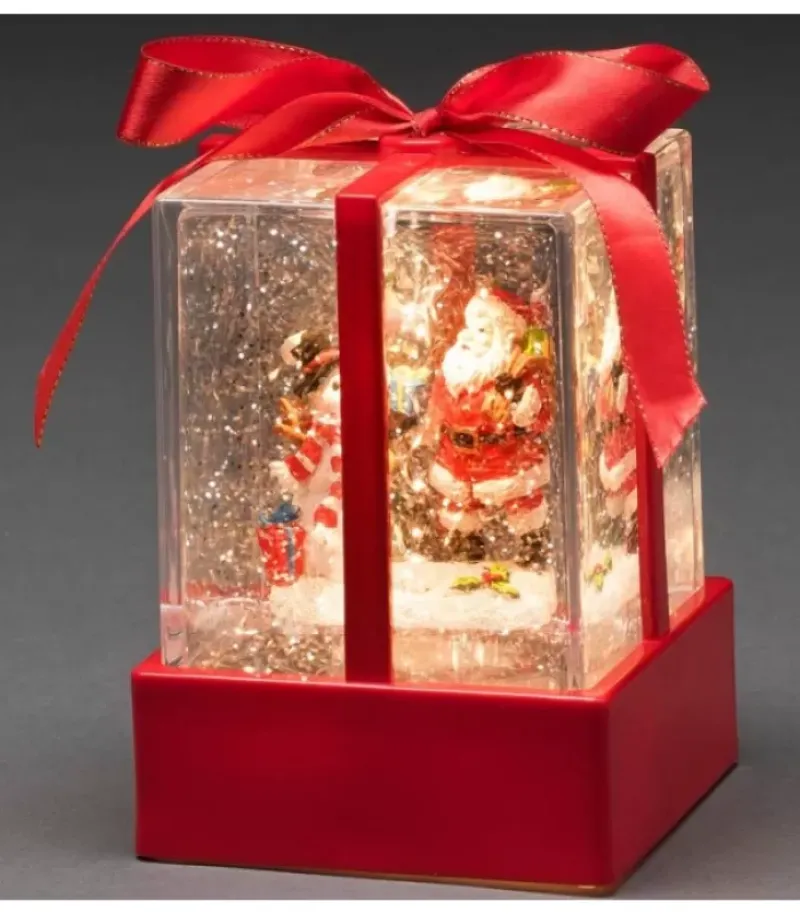 Lanterne À Neige "Cadeau De Noël" Avec Père Noël & Bonhomme De Neige|Konstsmide, guirlandes lumineuses de Noël Sale