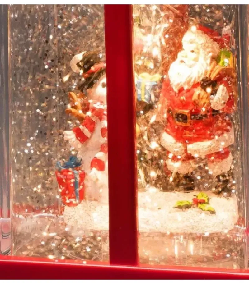Lanterne À Neige "Cadeau De Noël" Avec Père Noël & Bonhomme De Neige|Konstsmide, guirlandes lumineuses de Noël Sale