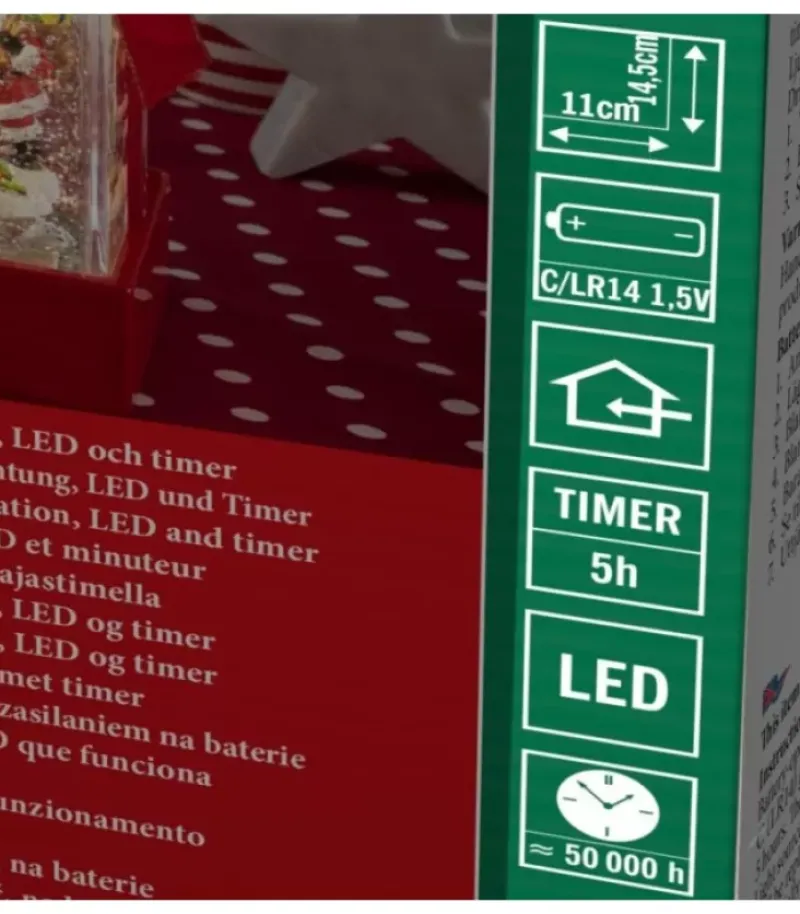 Lanterne À Neige "Cadeau De Noël" Avec Père Noël & Bonhomme De Neige|Konstsmide, guirlandes lumineuses de Noël Sale