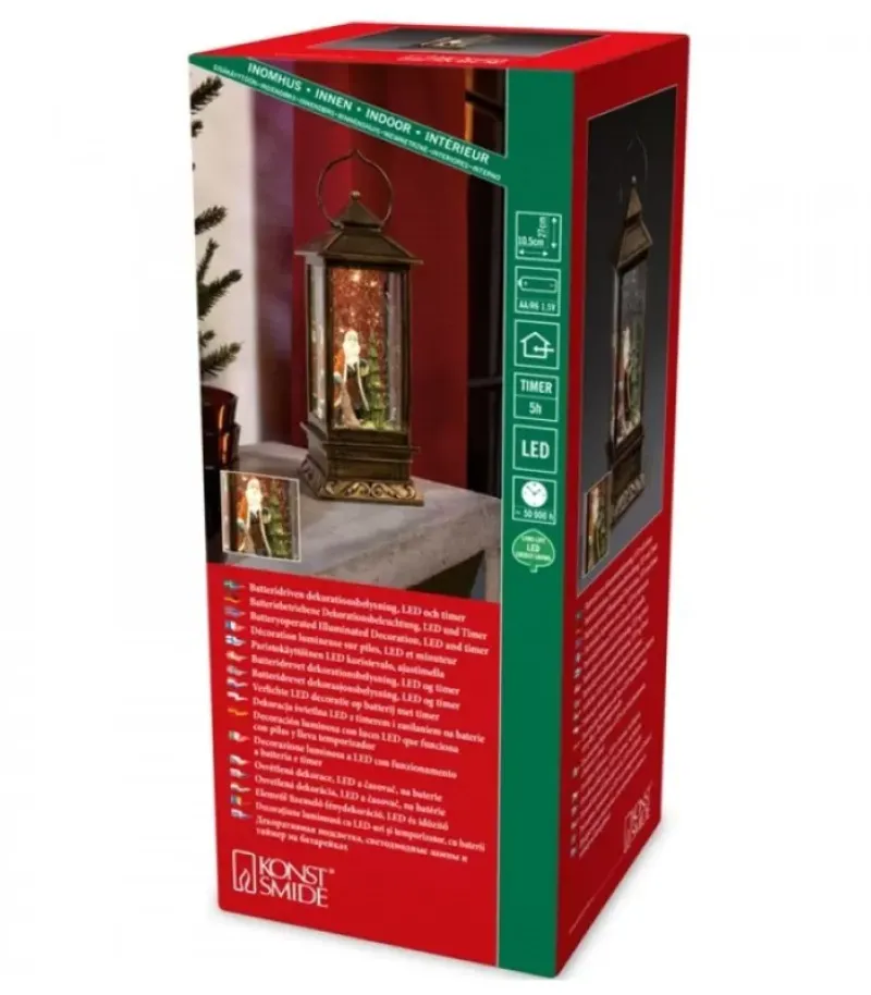 Lanterne De Noël À Neige Avec Père Noël, 27 Cm|Konstsmide, guirlandes lumineuses de Noël Discount