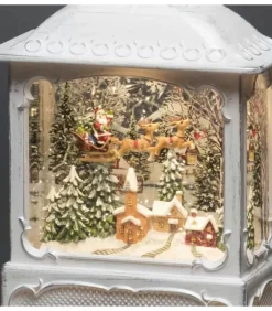 Lanterne De Noël Blanche, Père Noël Volant Au-Dessus D'Un Village|Konstsmide, guirlandes lumineuses de Noël Discount