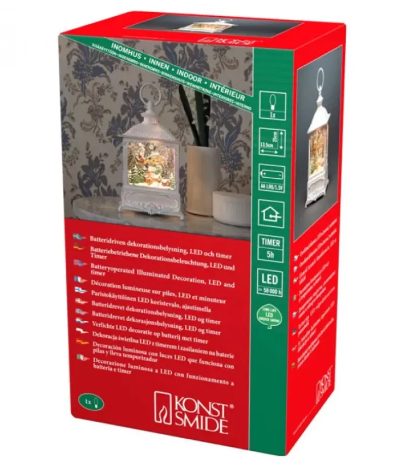 Lanterne De Noël Blanche, Père Noël Volant Au-Dessus D'Un Village|Konstsmide, guirlandes lumineuses de Noël Discount