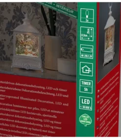 Lanterne De Noël Blanche, Père Noël Volant Au-Dessus D'Un Village|Konstsmide, guirlandes lumineuses de Noël Discount